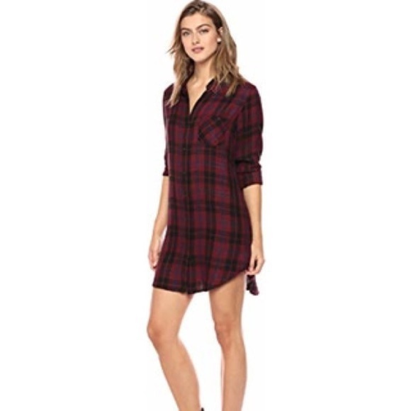 Rails Bianca Flannel Shirtdress in Red Black size XS - Picture 3 of 13
